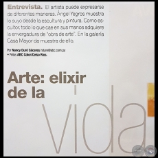 ARTE: ELIXIR DE LA VIDA - Por NANCY DUR CCERES, ABC Color - Domingo, 23 de Septiembre de 2018